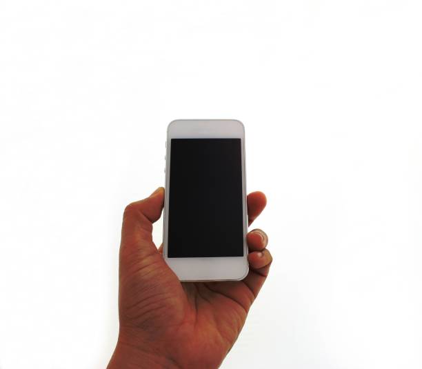 Phone in hand - to work on a smartphone with a blank screen