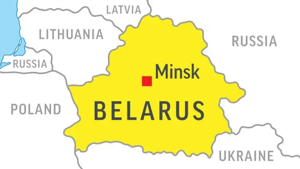 Vector illustration of Belarus Map. Zoom on World Map. Vector Illustration