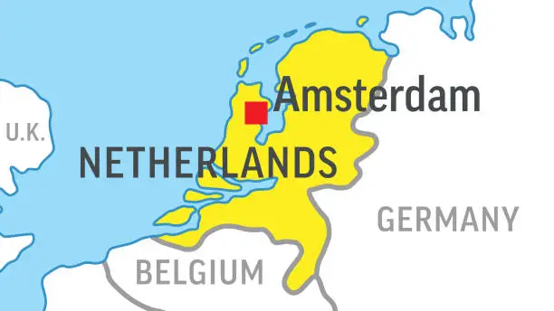 Vector illustration of Netherlands Map. Zoom on World Map. Vector Illustration