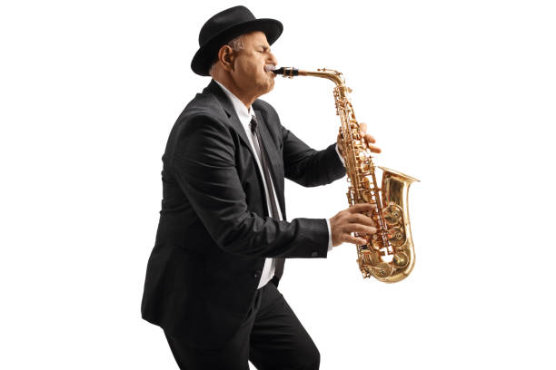 istock Mature musician playing a saxophone 1454847183