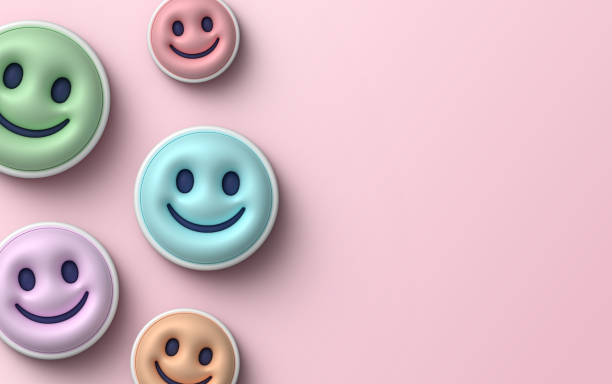Happy people emoticon smiling smiles feedback review background.