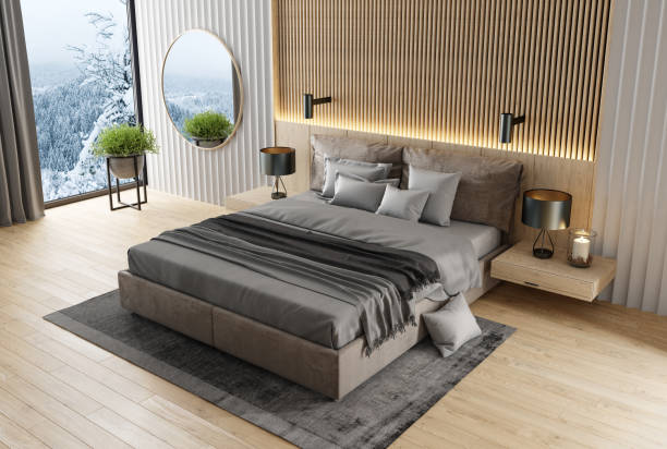 istock Japandi Luxury modern retro-style master bedroom 1454850236
