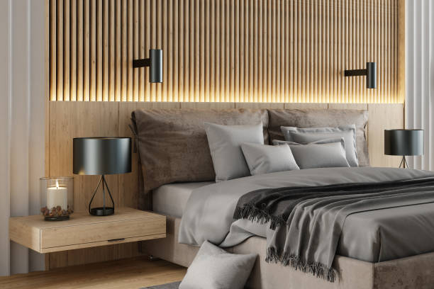 istock Japandi Luxury modern retro-style master bedroom 1454850239