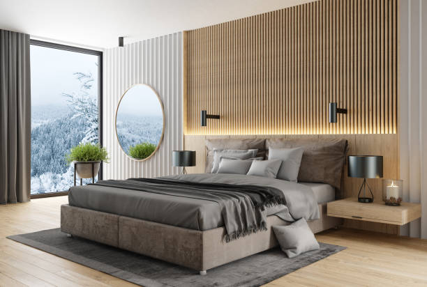 istock Japandi Luxury modern retro-style master bedroom 1454850347