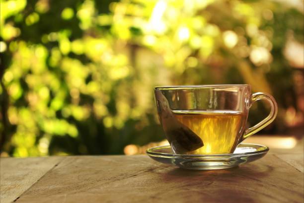 istock Cup of tea on a blurred background of nature. 1454850396