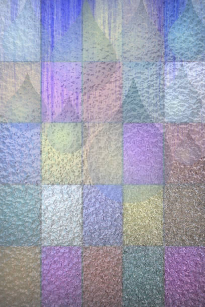 istock Multicolored frosted glass shower screen decorated with water drops 1454850561