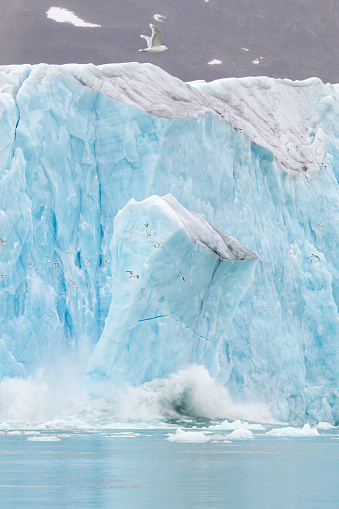 Hielo glacial flotando y pariendo en el paisaje ártico photo