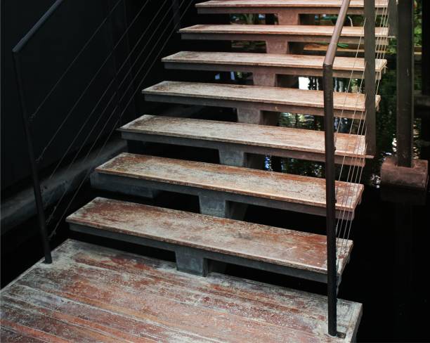 istock wood staircase interior in the modern house 1454851511