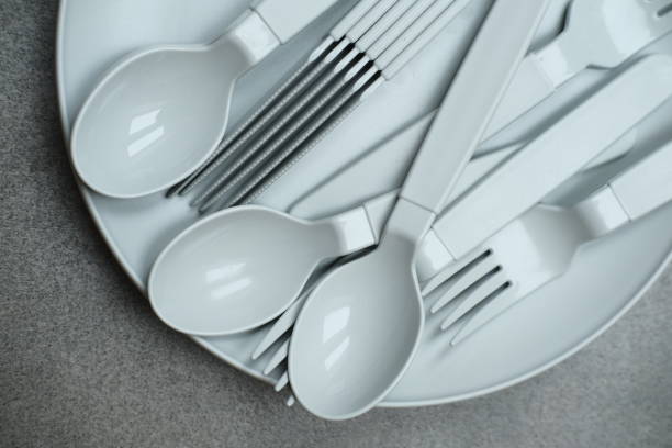 istock Plastic kitchen set. fabric dishes, plates and forks 1454851840