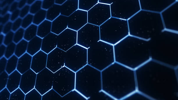 istock Dark blue hexagon technology futuristic abstract modern background, blue honeycomb texture grid. 1454860978