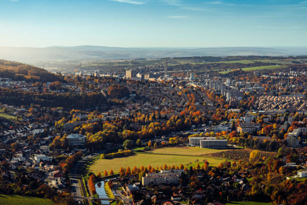 istock Beautiful shot of buildings surrounded with trees 1454866614