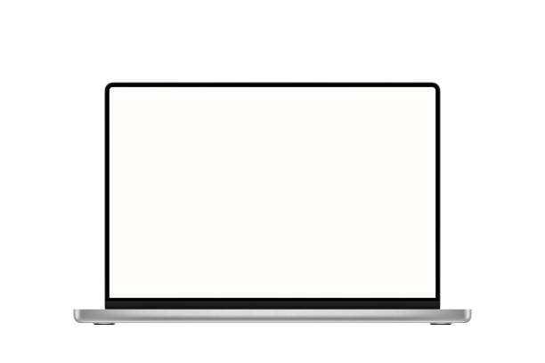 istock Laptop with blank screen isolated on white background 1454866704