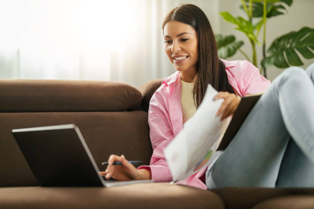 istock Woman working from home office 1454867911