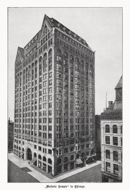 istock Masonic Temple Building, Chicago, Illinois, USA, halftone print, published in 1899 1454870133