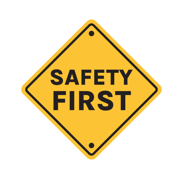 istock Safety first signboard and first sign, work, safety, caution work hazards, dangel surveillance. 1454874262