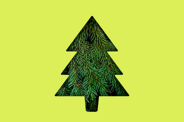 istock christmass tree shape cut in the colorful surface, creative holidays concept 1454877033