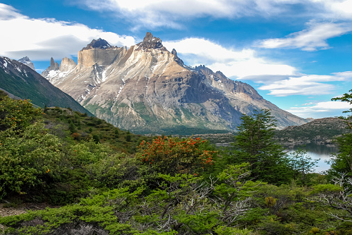 The peaks of the Cuernos del Paine seen from the Grande Paine refuge