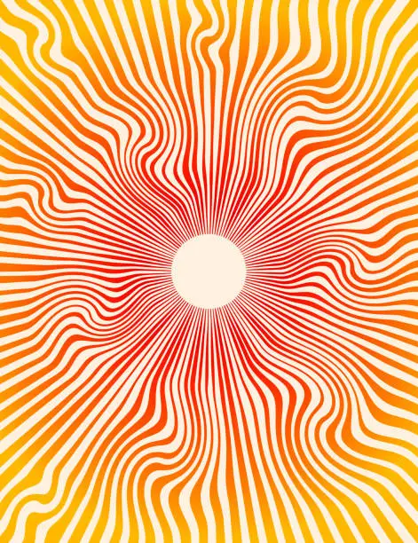 Vector illustration of Psychedelic Sun with Sunbeams