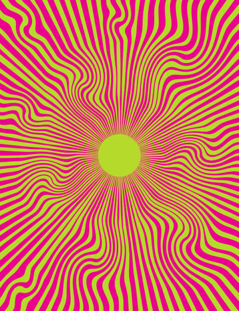 Psychedelic Sun with Sunbeams vector art illustration