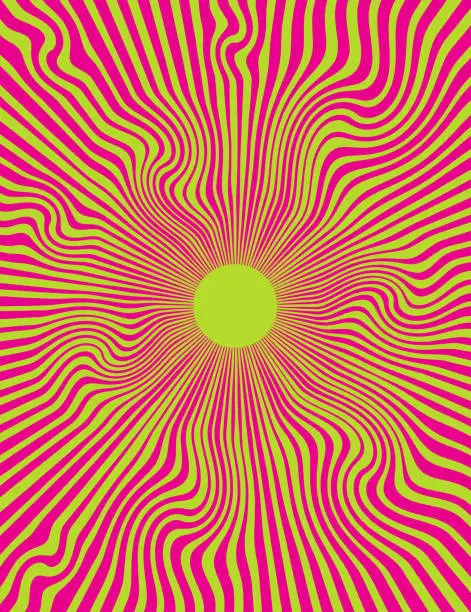 Vector illustration of Psychedelic Sun with Sunbeams