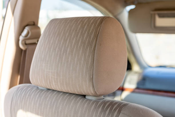 istock Vehicle seat headrest closeup view 1454924609