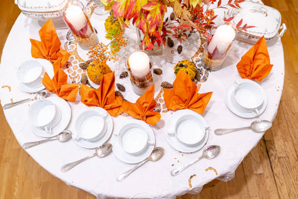 istock Table prepared for autumn holiday celebration 1454927869