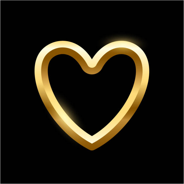 istock Gold heart frame on black background. Blank space for picture, painting, card or photo. 3d realistic modern template vector illustration. Simple golden object mockup 1454928030