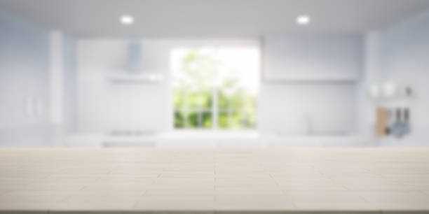 istock 3d rendering of wood counter for product display background. 1454929271