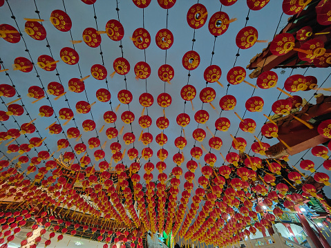 An overview of lantern decorations at Thean Hou Temple, Malaysia