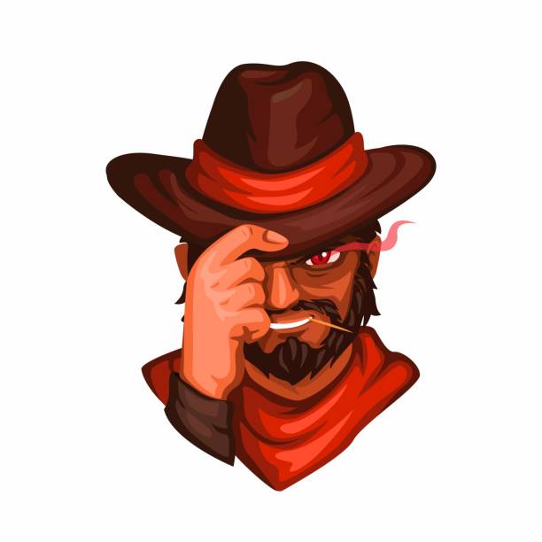 Cowboy head character mascot illustration vector Cowboy head character mascot illustration vector bounty hunter stock illustrations