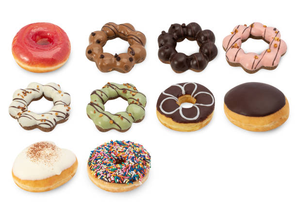 istock Set of Donuts isolated on white background with clipping path 1454937529
