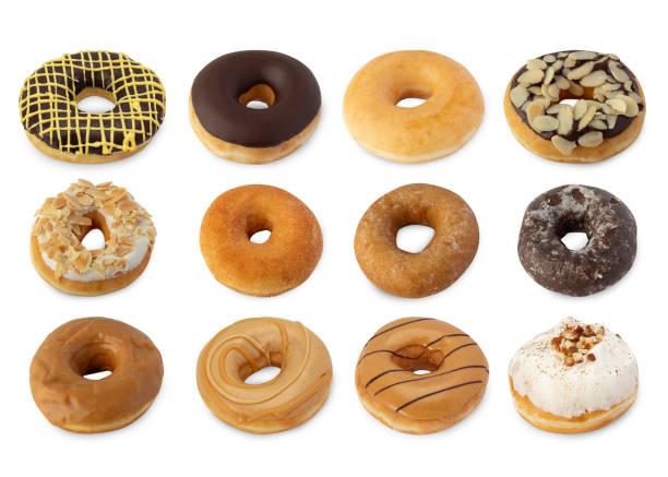 istock Set of Donuts isolated on white background with clipping path 1454937531
