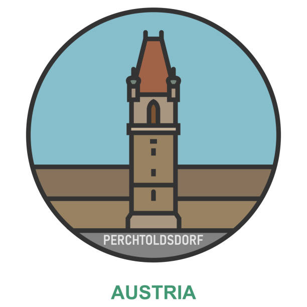 Perchtoldsdorf. Cities and towns in Austria Perchtoldsdorf. Cities and towns in Austria. Flat landmark perchtoldsdorf stock illustrations