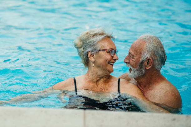 Senior couple in the pool