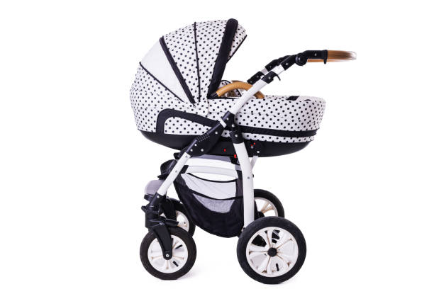 istock Modern baby stroller with bassinet and car seat isolated on a white background 1454947870