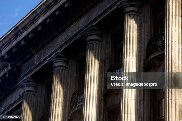Architectural Column From Old Building Exterior Stock Photo - Download Image Now - Courthouse, Government, Law