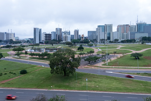 Brasilia, Brazil – May 2019 – Architectural detail of the Burle Marx Garden located at the Exio Monumental (Monumental Axis), a central avenue in Brasília's city design