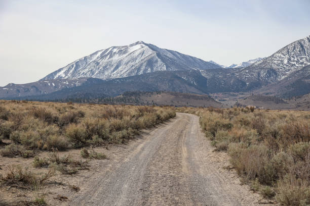 istock A dirt road leading to snow capped mountains 1454959824