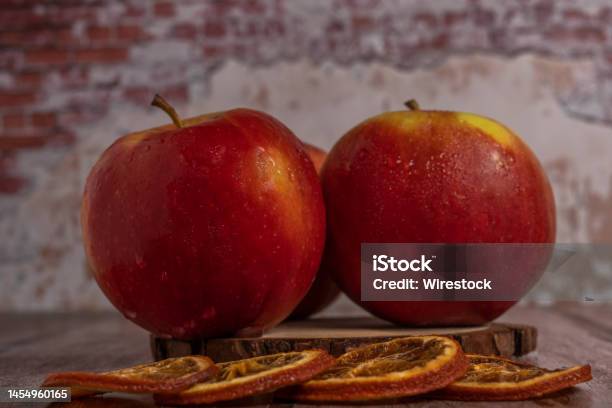 Closeup Of Three Fresh Red Apples With Water Drops Stock Photo - Download Image Now