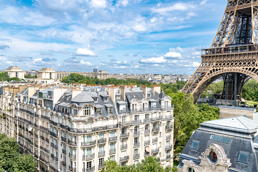 Paris, panorama of the city, with the Eiffel Tower and the Trocadero in background