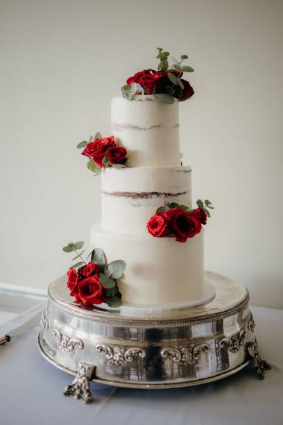 istock Closeup of a wedding cake on a table 1454963907