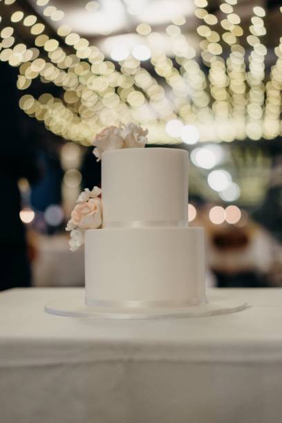 istock Closeup of a wedding cake on a table 1454964101