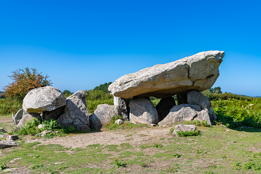 Ile-aux-Moines in the Morbihan gulf, the dolmen of Penhap
