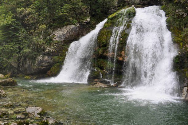 istock Virje Waterfall Side View during Summer in the Julian Alps 1454965314