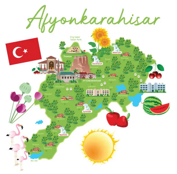 Vector illustration of Afyonkarahisar Travel