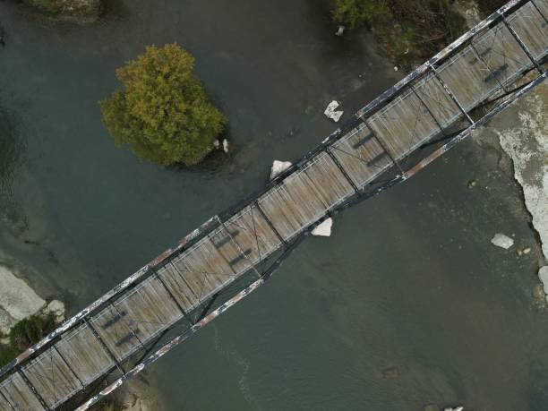 aerial view of new braunfels, tx. faust st. bridge, and guadalupe river - faust imagens e fotografias de stock