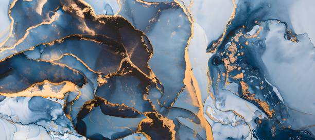 istock Close-up marble texture background with golden details 1454968828