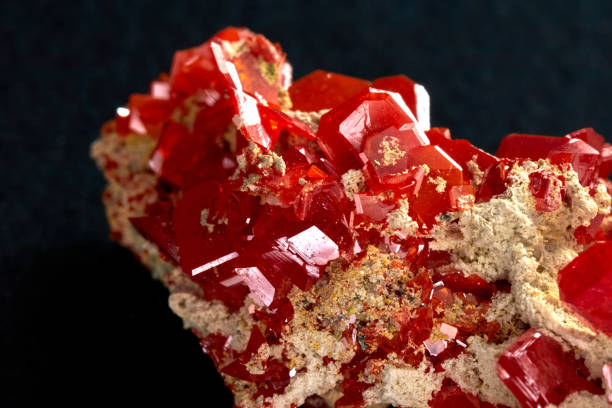 istock Closeup shot of vanadinite over a grey background 1454968944