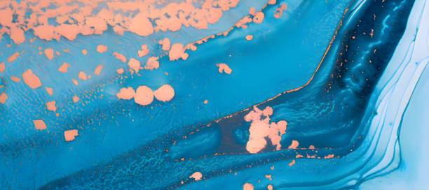 istock Vibrant backdrop with marble texture in blue shades 1454969263