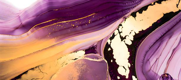 istock Purple and orange marble pattern with gold details 1454969279